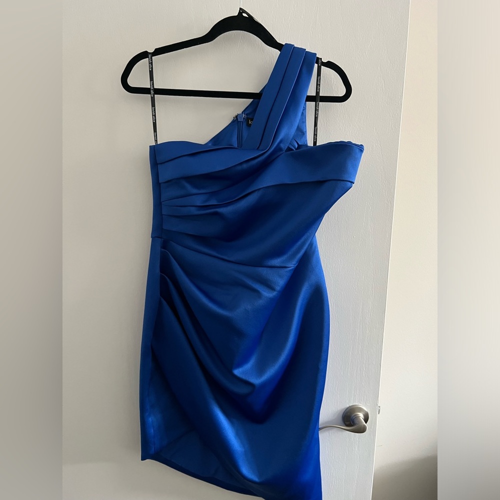 NWT LAVISH ALICE cobalt blue one shoulder dress US 10